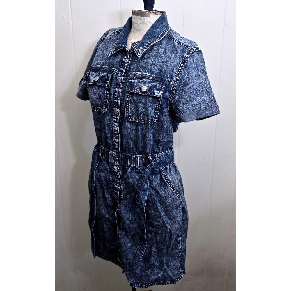 RE‎ generation by Celebrity Pink Denim Dress Medium Short Sleeve Acid Wash Retro